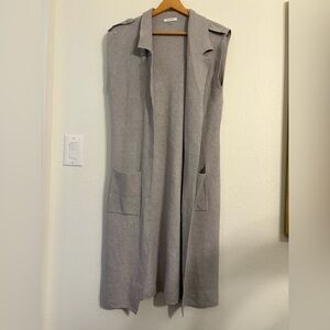 Sioni Anthropologie Cozy Maxi Gray Sleeveless Cardigan Womens M